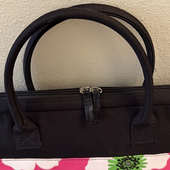 JACKIE Lap Top Case, Pink Floral, Crossbody, 54” strap, Padded Interior, Pockets - Picture 6 of 10